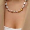 Baroque Pearl Gold Plated Detailed Handmade Sterling Silver Necklace