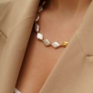 Baroque Pearl Gold Plated Detailed Handmade Sterling Silver Necklace