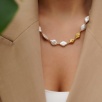 Baroque Pearl Gold Plated Detailed Handmade Sterling Silver Necklace