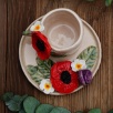 Handmade Design Ceramic  Flower Mug Set