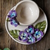 Handmade Design Flowers Ceramic Turkish Coffee Set