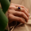 El Yapımı Tasarım Gümüş Yüzük Lapis Lazuli Taşlı