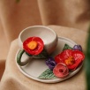 Handmade Design Ceramic Flower Turkish Coffee Set