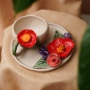 Handmade Design Ceramic Flower Turkish Coffee Set