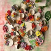Handmade Design Yellow Flowers Ceramic Service Plate