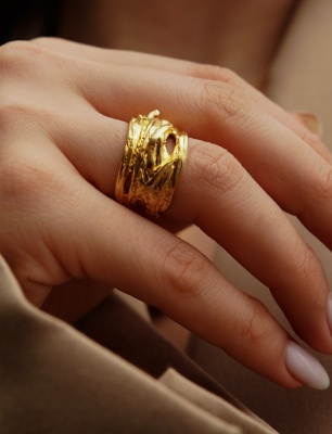 Handmade Design Gold Plated Brass Ring
