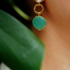 Handmade Design Gold Plated Brass Earrings with Pearl and Aqua Chalcedony Stones