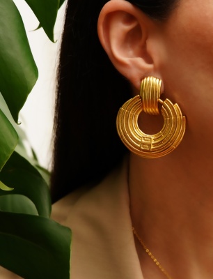 Handmade Design Brass Earrings Gold Plated