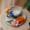 Handmade Design Ceramic Pink Flower Turkish Coffee Set