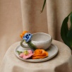 Handmade Design Ceramic Pink Flower Turkish Coffee Set