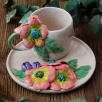 Handcraft Design Ceramic Mug Set Flowers