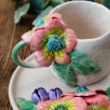 Handcraft Design Ceramic Mug Set Flowers