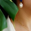 El Yapımı Tasarım Gümüş Küpe Barok İnci ve Lapis Lazuli