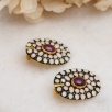 Handmade Design Silver Earrings with Opal and Ruby Stones