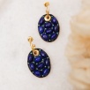 El Yapımı Tasarım Gümüş Küpe Lapis Lazuli Taşlı