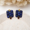 El Yapımı Tasarım Gümüş Küpe Lapis Lazuli Taşlı