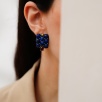 El Yapımı Tasarım Gümüş Küpe Lapis Lazuli Taşlı
