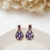Handmade Design Silver Earrings With Amethyst Stones