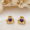 El Yapımı Tasarımlı Lapis Lazuli ve Sedefli Gümüş Küpe