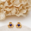 El Yapımı Tasarımlı Lapis Lazuli ve Sedefli Gümüş Küpe
