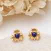 El Yapımı Tasarımlı Lapis Lazuli ve Sedefli Gümüş Küpe