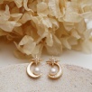 Sedef ve İncili Ay Yıldız Tasarımlı Gümüş Küpe