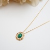 Silver Necklace with Mother of Pearl and Malachite Stones