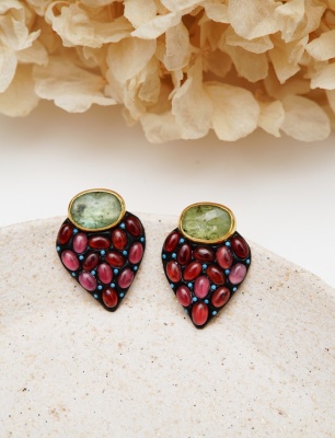 Silver Earrings with Tourmaline and Kyanite Stones