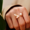 Silver Ring with Enamel Embroidered Pearl