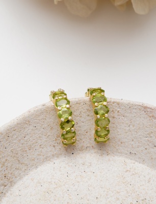 Peridot Taşlı Gümüş Küpe