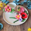 Coffee Mug Set with Pink Bouquet Flowers