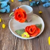 Turkish Coffee Cup Set with Orange Rose