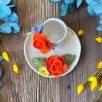 Turkish Coffee Cup Set with Orange Rose