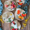Büyük Kırmızı Çiçekli Kahve Mug Set
