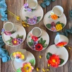 Coffee Mug Set with Colorful Flowers