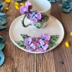 Mor Çiçekli Kahve Mug Set