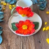 Büyük Kırmızı Çiçekli Kahve Mug Set