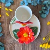 Büyük Kırmızı Çiçekli Kahve Mug Set