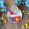 Turkish Coffee Cup Set with Red Purple Flowers