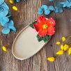 Oval Breakfast Plate with Red Flower
