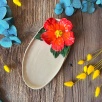 Oval Breakfast Plate with Red Flower