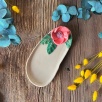 Oval Breakfast Plate with Pink Flower