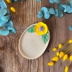 Sarı Çiçekli Oval Kahvaltı Tabak