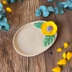 Sarı Çiçekli Oval Kahvaltı Tabak