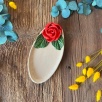 Small Oval Breakfast Plate with Red Rose