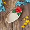 Small Oval Breakfast Plate with Red Rose