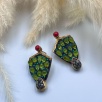 Silver Earrings with Peridot and Raw Diamonds
