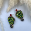 Silver Earrings with Peridot and Raw Diamonds