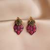 Silver Earrings with Tourmaline and Raw Diampnds