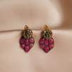 Silver Earrings with Tourmaline and Raw Diampnds